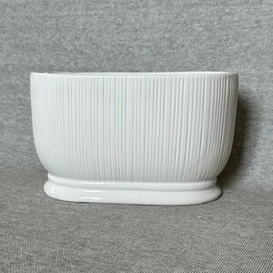 Ceramic Oval White Double Planter Pot